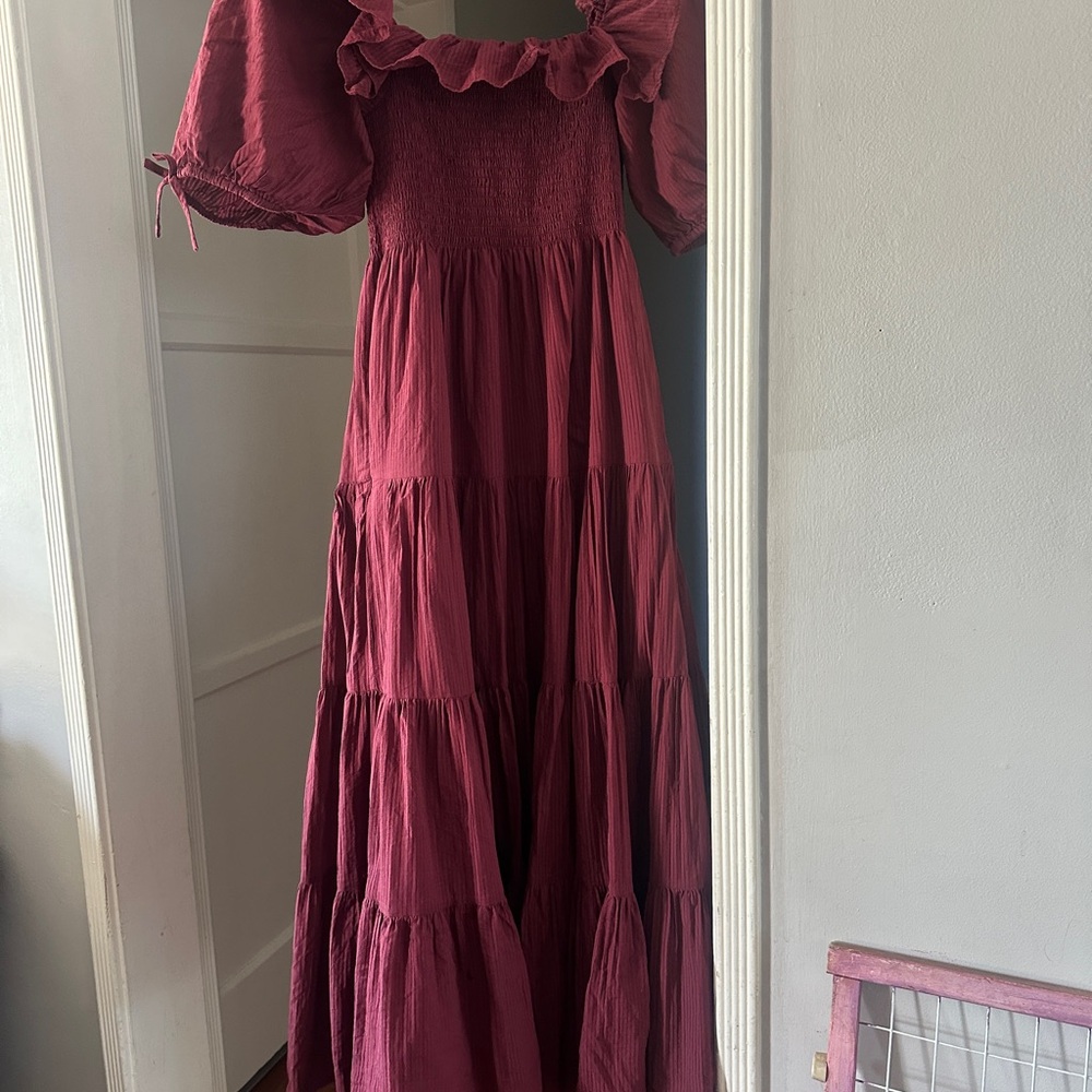 Elegant Burgundy Off-Shoulder Dress